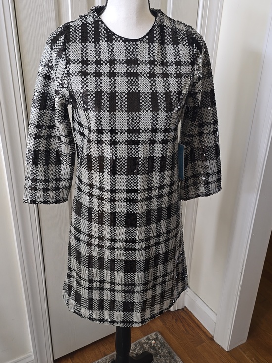 Draper James Dresses & Skirts - DRAPER JAMES WOMENS BLACK & WHITE SEQUIN SHEATH DRESS SIZE 4